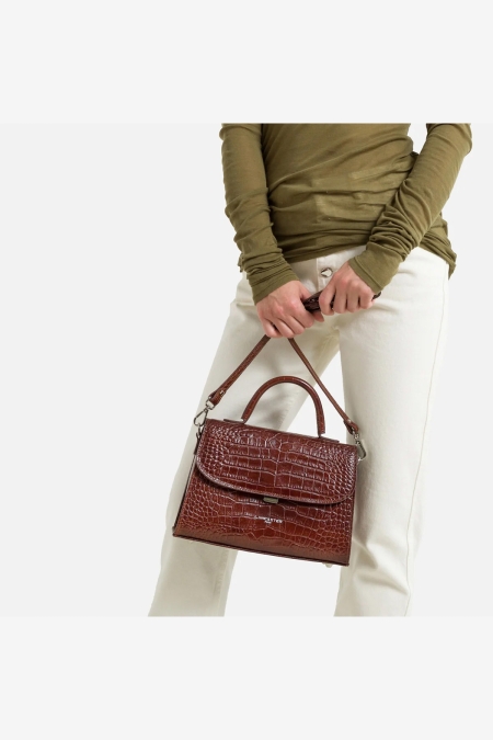 Sac à Main En Cuir Exotic Croc Lancaster Exotic Croco 426 85 Camel